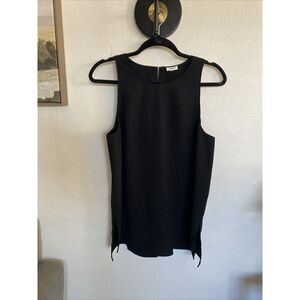 Vince Women's Top Size L Black, Keyhole Back Side Slits Capsule Minimalist Work